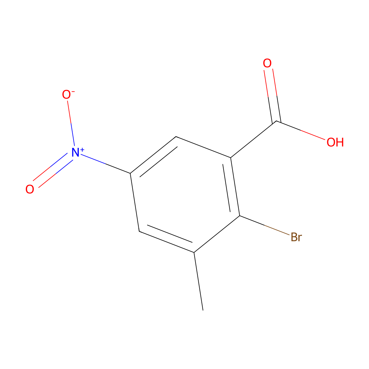 2-Bromo-3-methyl-5-nitrobenzoic acid molecular structure, CAS 631911-95-0