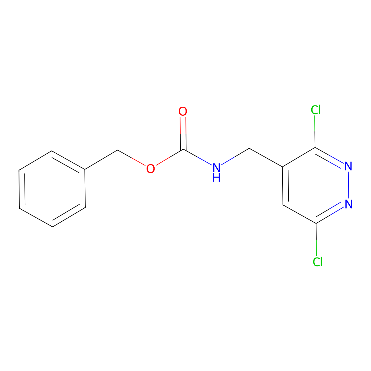 Benzyl ((3,6-dichloropyridazin-4-yl)methyl)carbamate molecular structure, CAS 631914-69-7