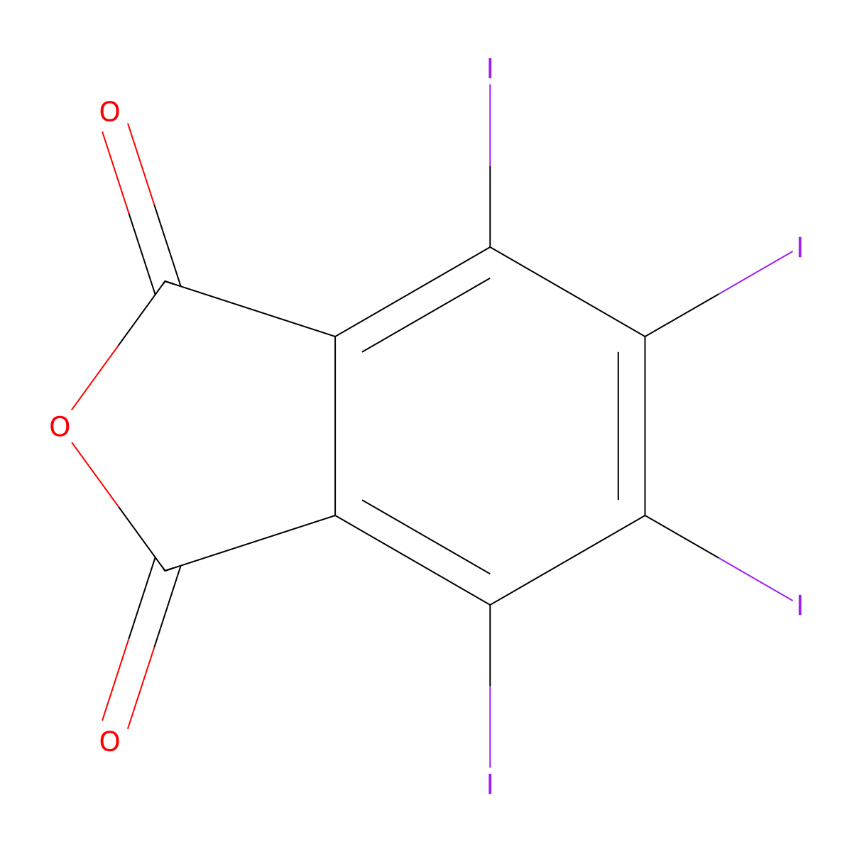1,3-Isobenzofurandione, 4,5,6,7-tetraiodo- molecular structure, CAS 632-80-4