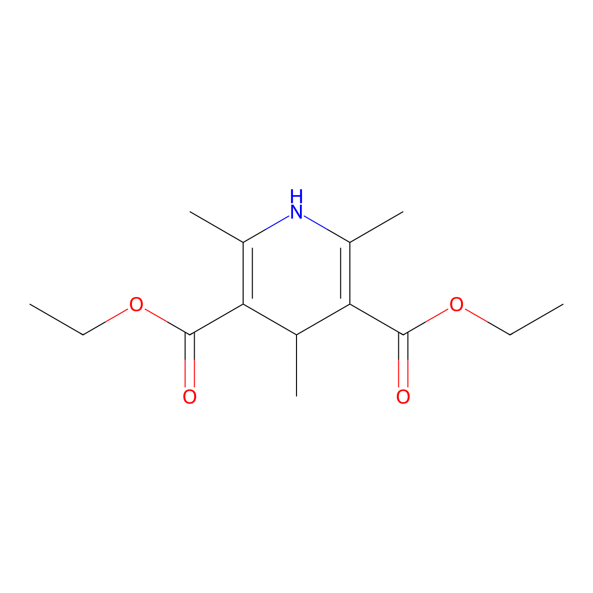 3,5-Diethyl 1,4-dihydro-2,4,6-trimethyl-3,5-pyridinedicarboxylate molecular structure, CAS 632-93-9