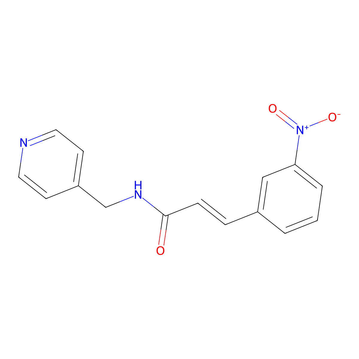 3-(3-nitrophenyl)-N-(pyridin-4-ylmethyl)prop-2-enamide molecular structure, CAS 6320-84-9