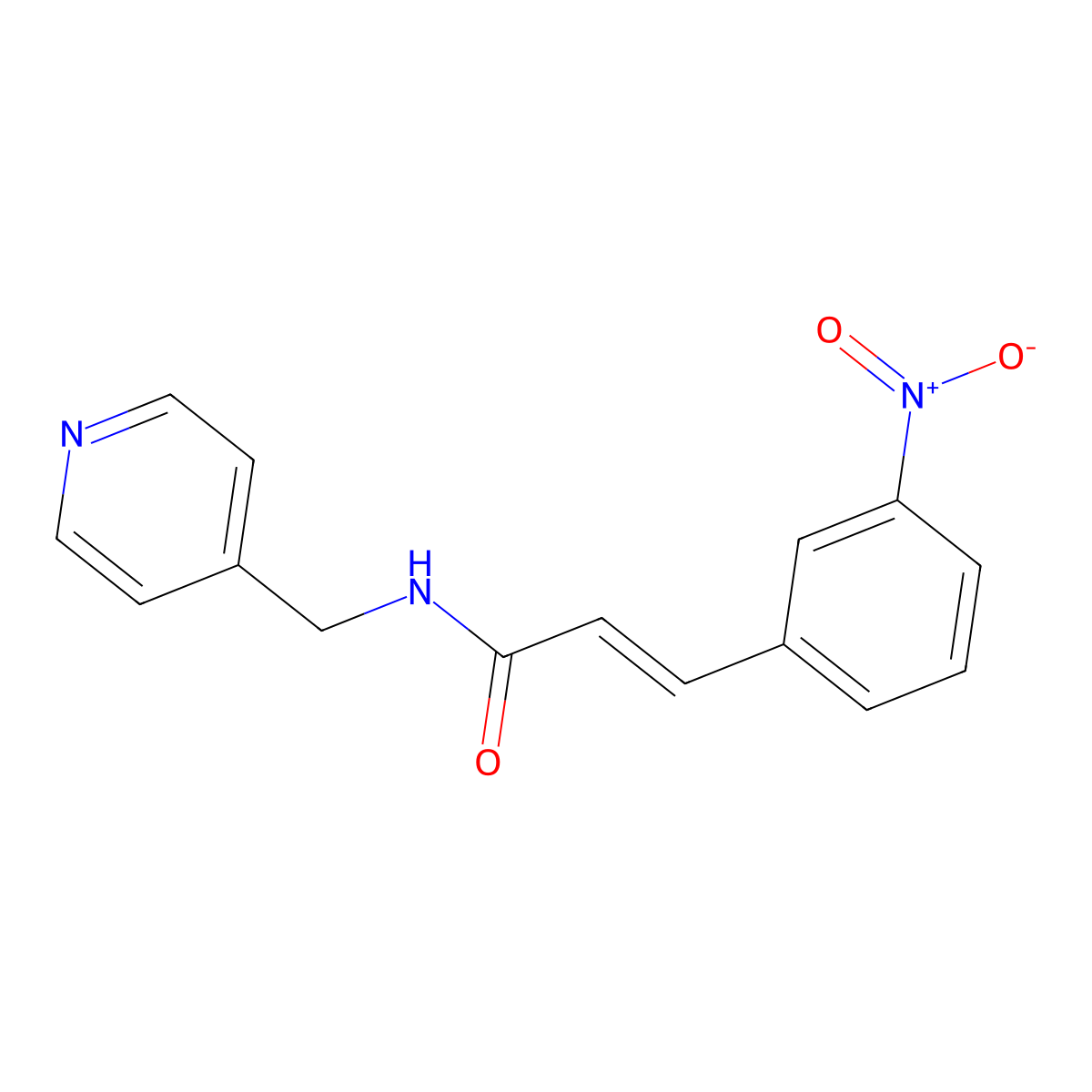 3-(3-nitrophenyl)-N-(pyridin-4-ylmethyl)prop-2-enamide molecular structure, CAS 6320-84-9