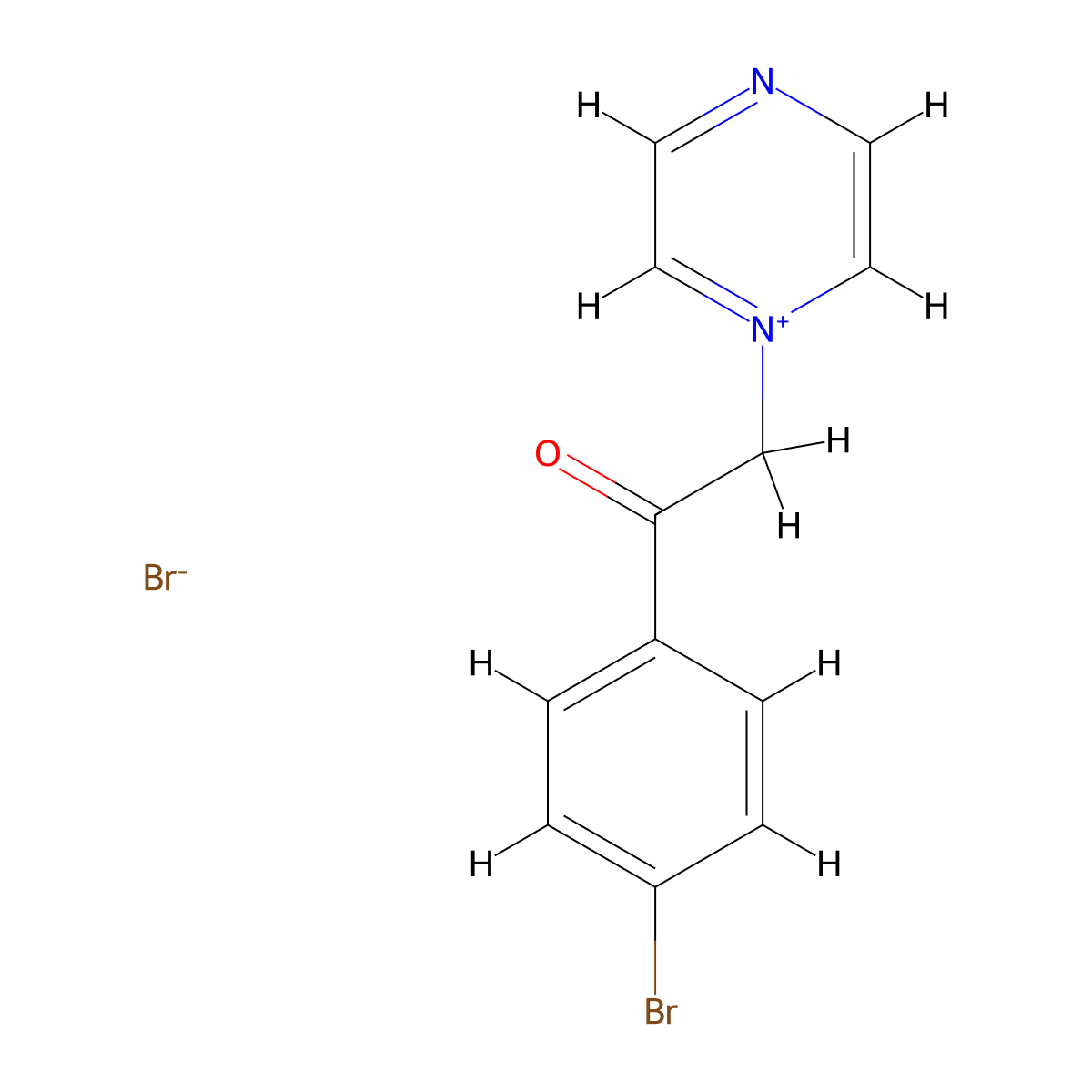 1-[2-(4-Bromophenyl)-2-oxoethyl]pyrazin-1-ium bromide molecular structure, CAS 6320-90-7