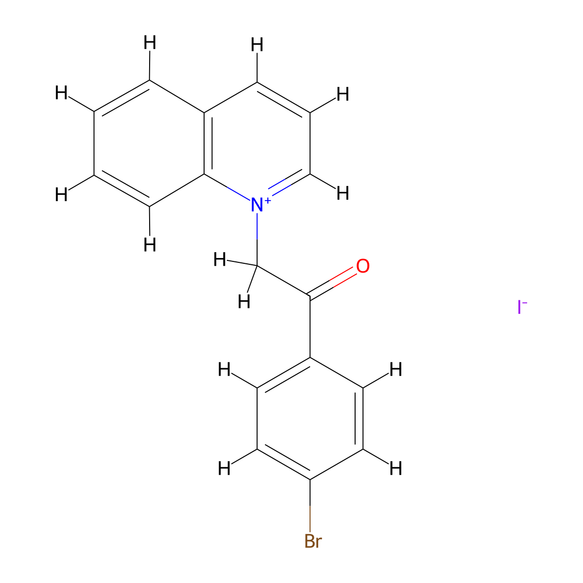 1-[2-(4-Bromophenyl)-2-oxoethyl]quinolin-1-ium iodide molecular structure, CAS 6320-92-9