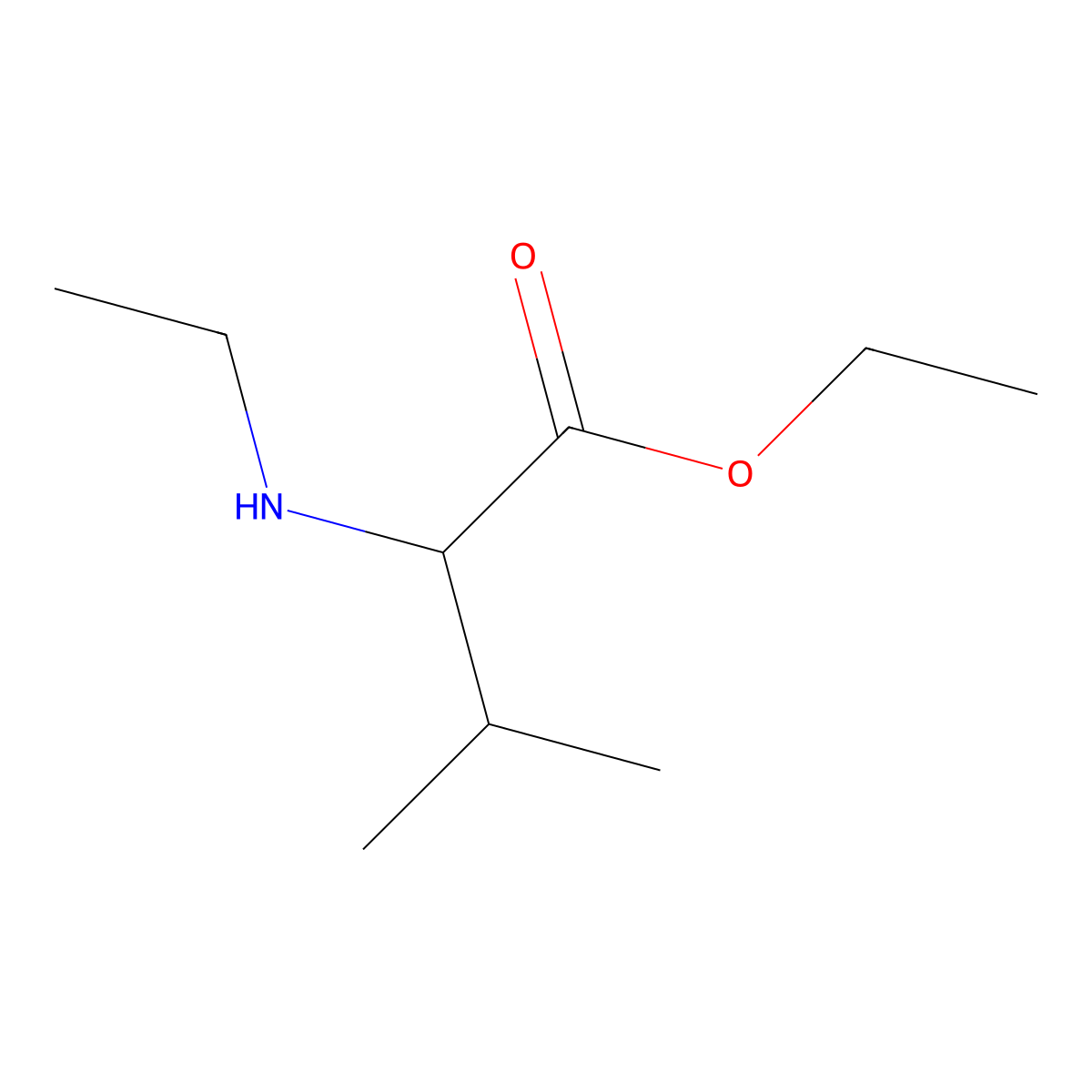 Ethyl 2-(ethylamino)-3-methylbutanoate molecular structure, CAS 63200-30-6