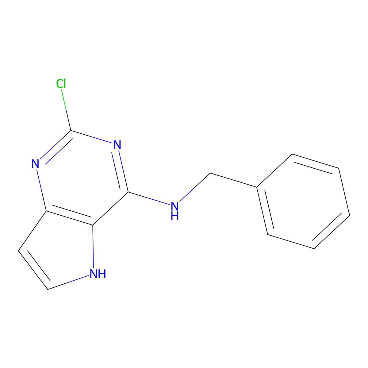N-benzyl-2-chloro-5H-pyrrolo[3,2-d]pyrimidin-4-amine molecular structure, CAS 63200-55-5