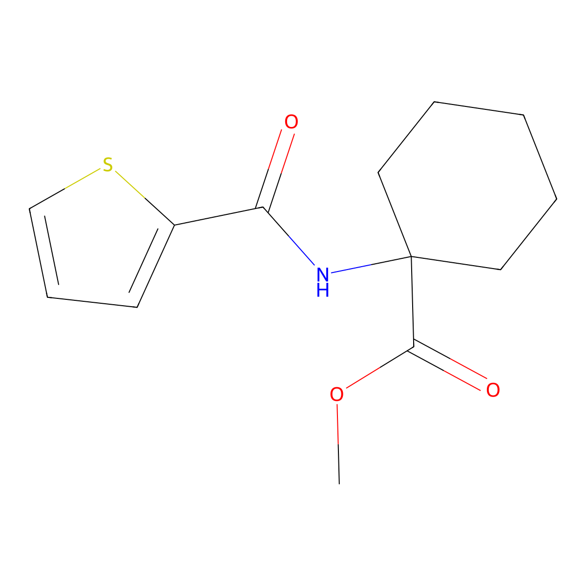 Methyl 1-(2-thienylcarbonylamino)cyclohexanecarboxylate molecular structure, CAS 63203-36-1