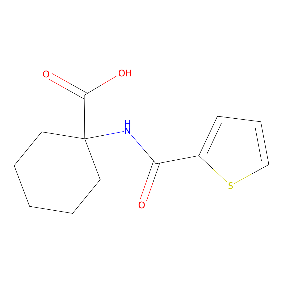 1-[(2-Thienylcarbonyl)amino]cyclohexanecarboxylic acid molecular structure, CAS 63203-42-9