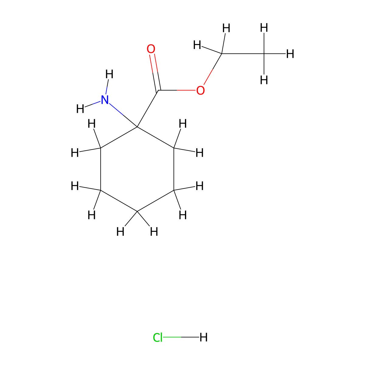 Ethyl 1-aminocyclohexane-1-carboxylate hydrochloride molecular structure, CAS 63203-48-5