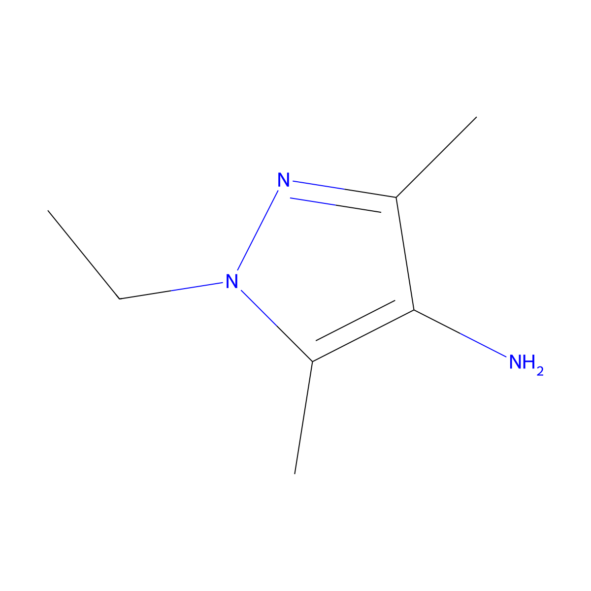 1-ethyl-3,5-dimethyl-1H-pyrazol-4-amine molecular structure, CAS 63203-90-7