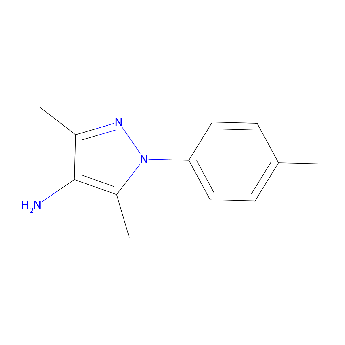 3,5-dimethyl-1-(4-methylphenyl)-1H-pyrazol-4-amine molecular structure, CAS 63203-92-9