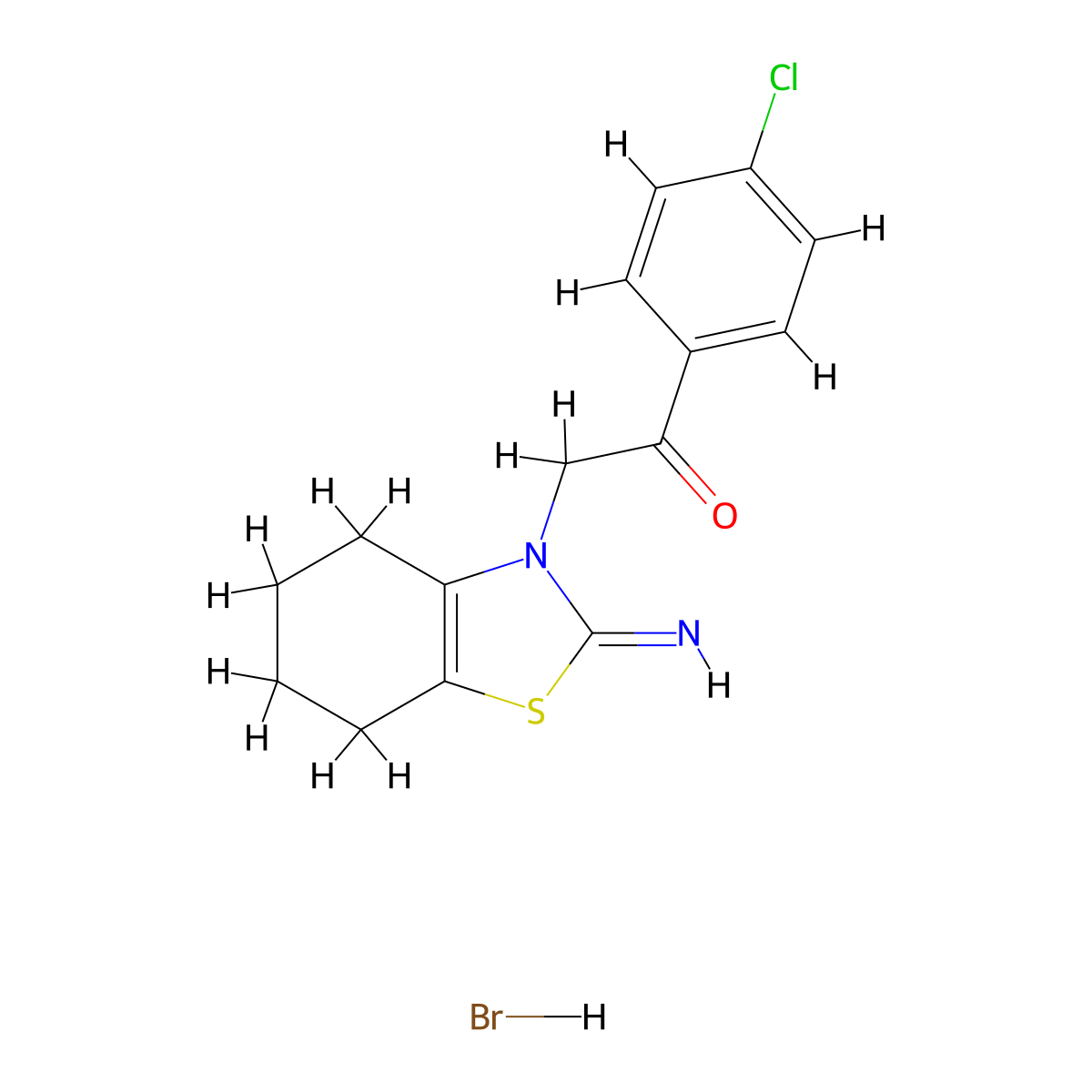 1-(4-chlorophenyl)-2-[2-imino-4,5,6,7-tetrahydro-1,3-benzothiazol-3(2H)-yl]-1-ethanone hydrobromide molecular structure, CAS 63208-80-0