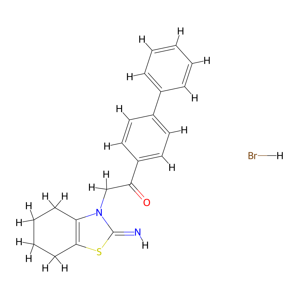1-(4-Biphenylyl)-2-(2-imino-4,5,6,7-tetrahydro-1,3-benzothiazol-3(2H)-yl)ethanone hydrobromide molecular structure, CAS 63208-83-3
