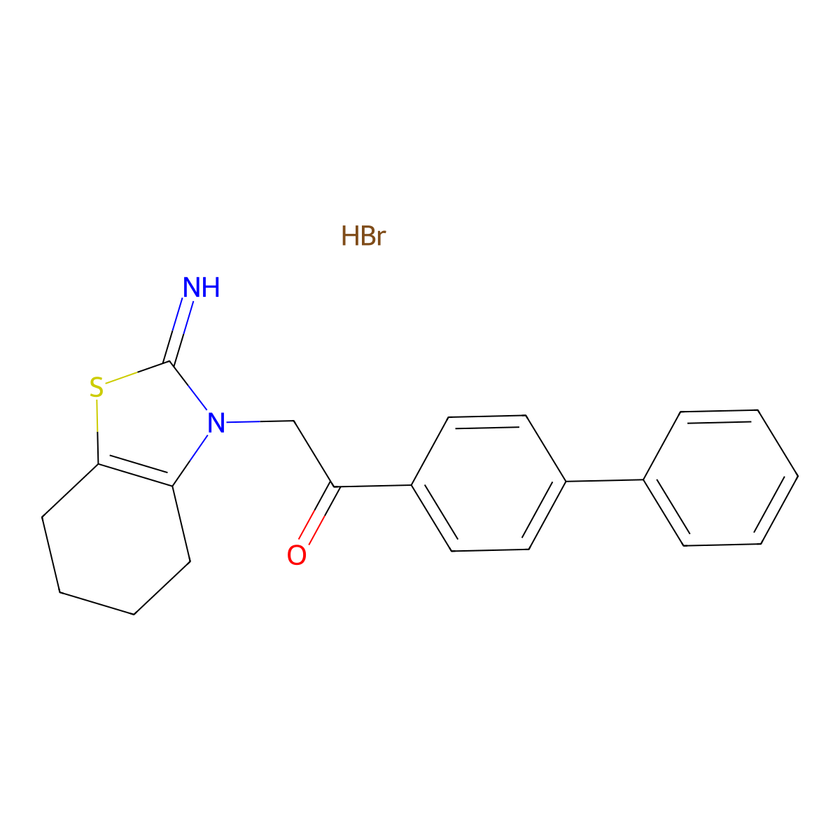 1-(4-Biphenylyl)-2-(2-imino-4,5,6,7-tetrahydro-1,3-benzothiazol-3(2H)-yl)ethanone hydrobromide molecular structure, CAS 63208-83-3