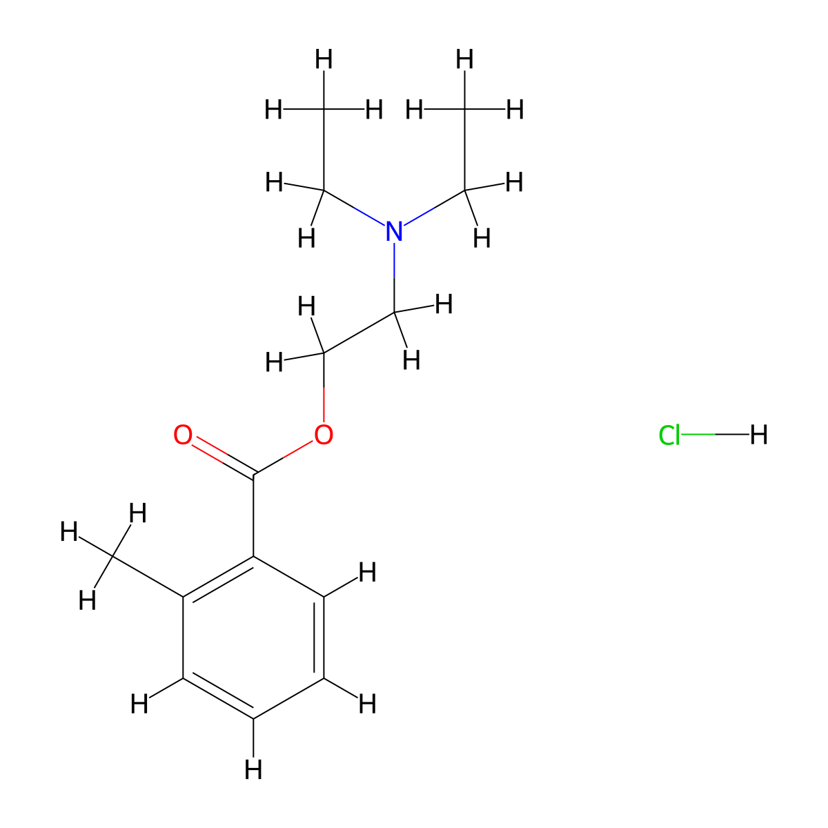 o-Toluic acid, 2-(diethylamino)ethyl ester, hydrochloride molecular structure, CAS 63209-46-1