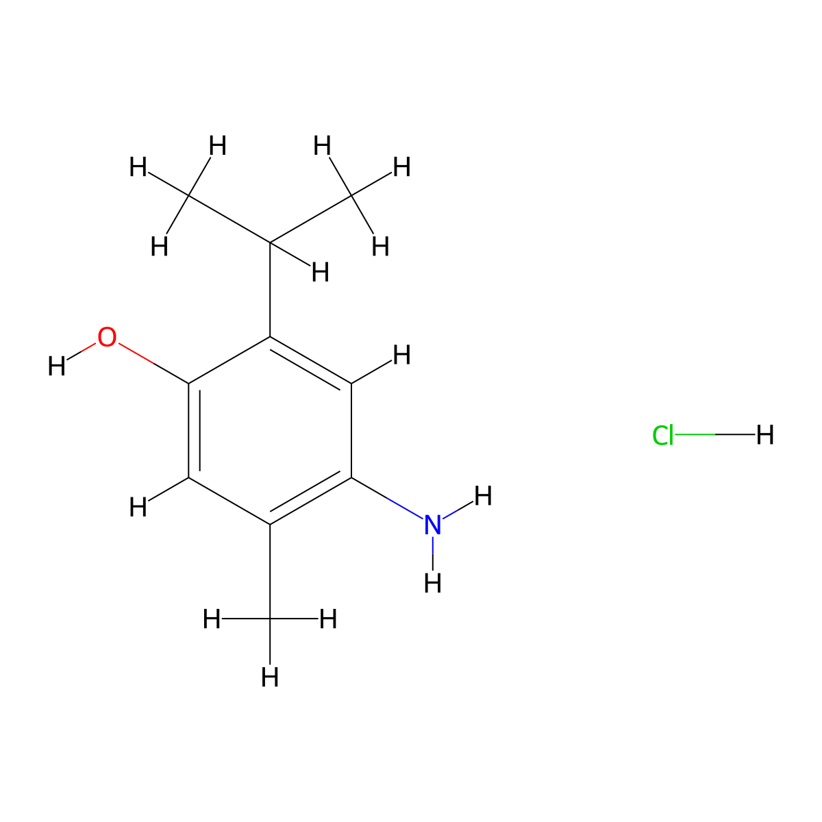 Phenol, 4-amino-5-methyl-2-(1-methylethyl)-, hydrochloride (1:1) molecular structure, CAS 6321-11-5