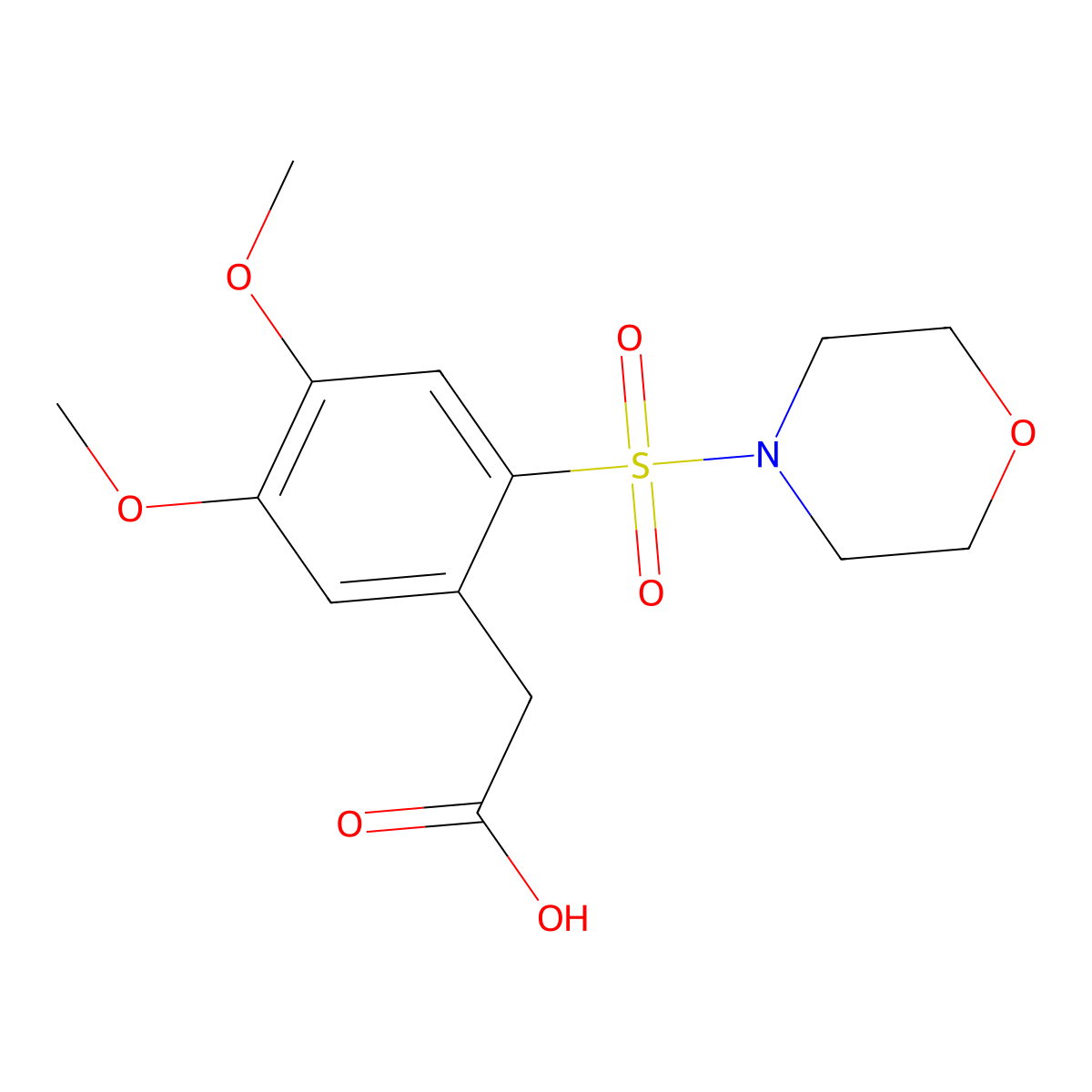 [4,5-Dimethoxy-2-(morpholine-4-sulfonyl)phenyl]acetic acid molecular structure, CAS 63212-44-2