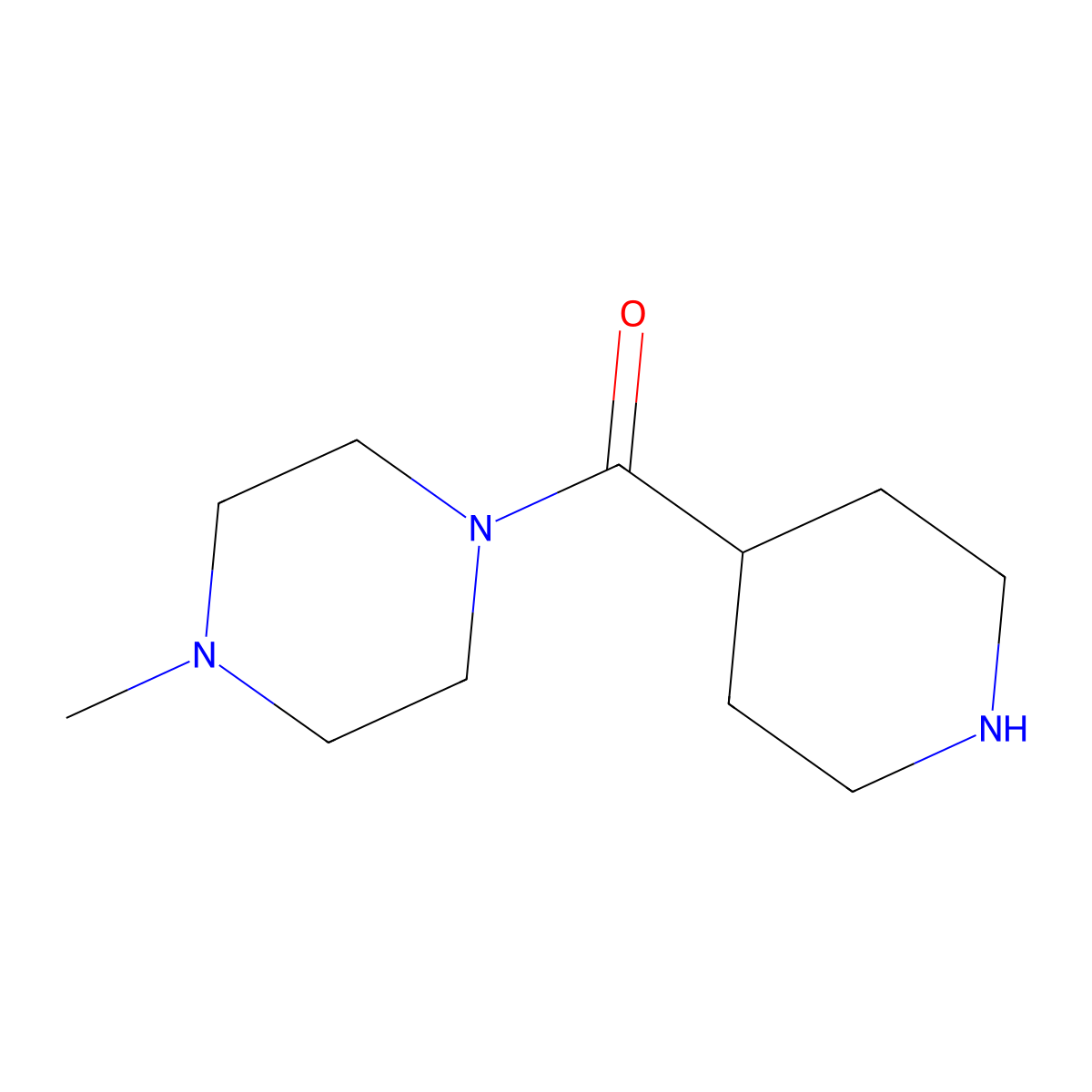 1-Methyl-4-(piperidine-4-carbonyl)piperazine molecular structure, CAS 63214-56-2