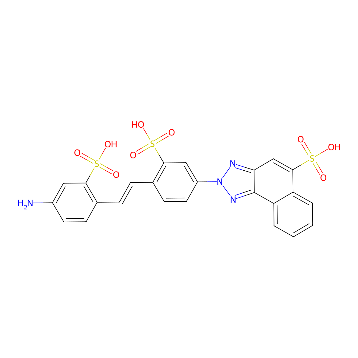 2H-Naphtho[1,2-d]triazole-5-sulfonic acid, 2-[4-[2-(4-amino-2-sulfophenyl)ethenyl]-3-sulfophenyl]- molecular structure, CAS 63216-86-4