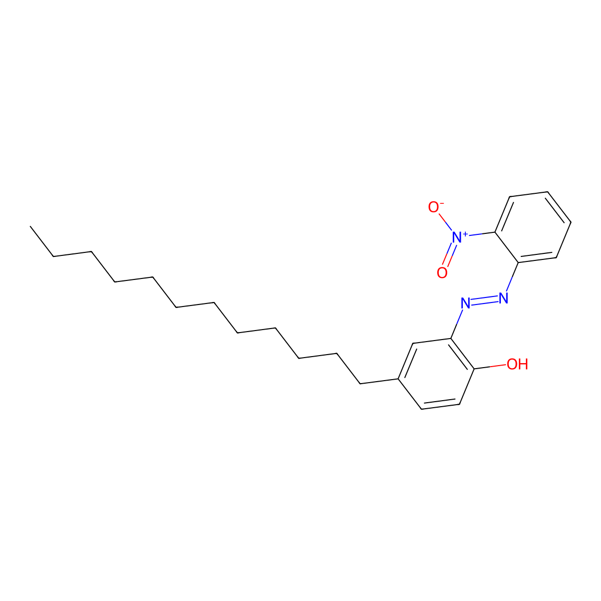Phenol, 4-dodecyl-2-[2-(2-nitrophenyl)diazenyl]- molecular structure, CAS 63216-93-3