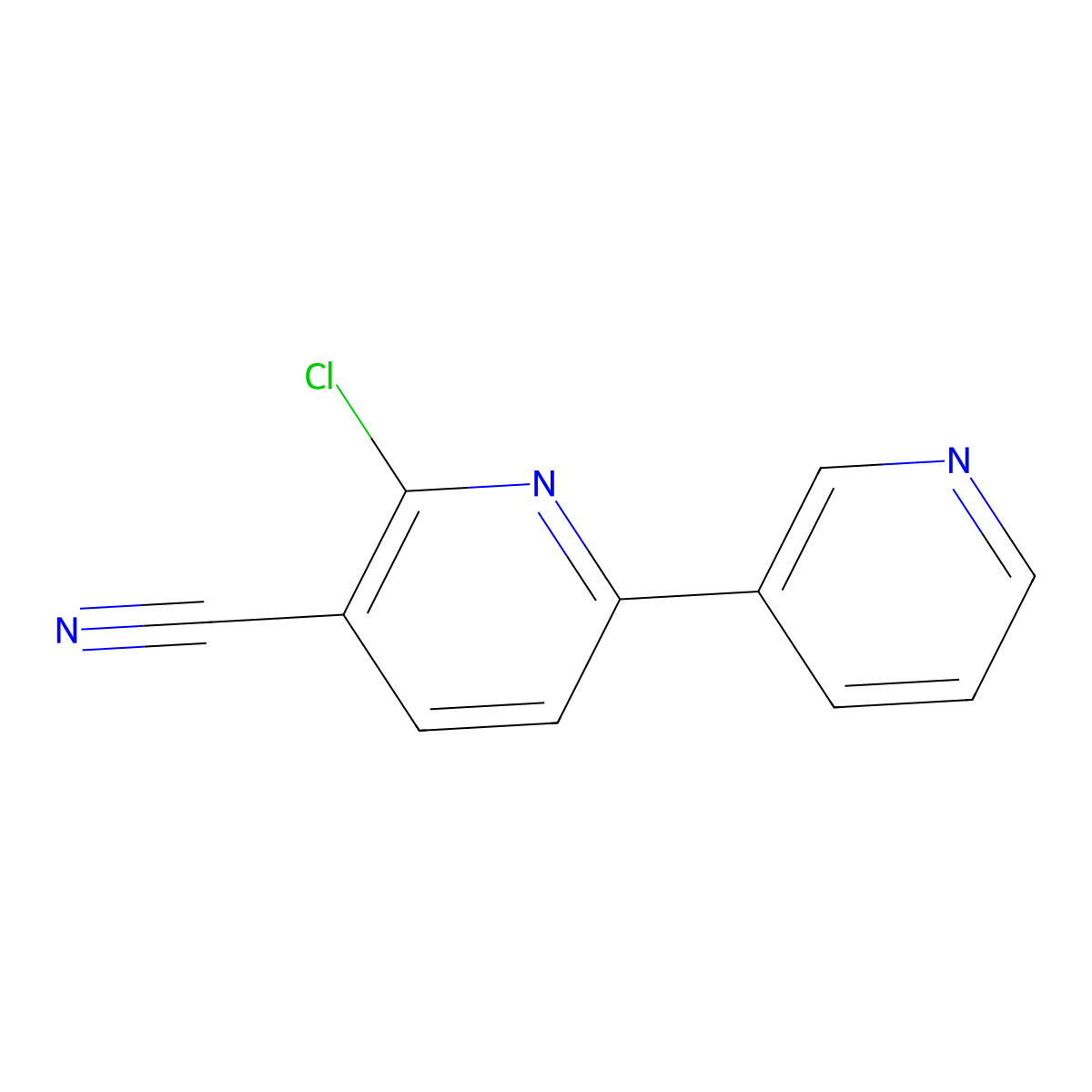 6-Chloro-[2,3']bipyridinyl-5-carbonitrile molecular structure, CAS 63219-04-5