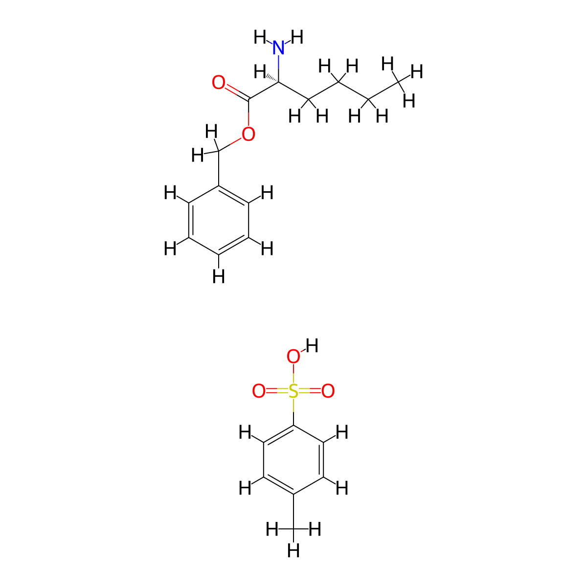 benzyl (2S)-2-aminohexanoate; toluene-4-sulfonic acid salt molecular structure, CAS 63219-55-6