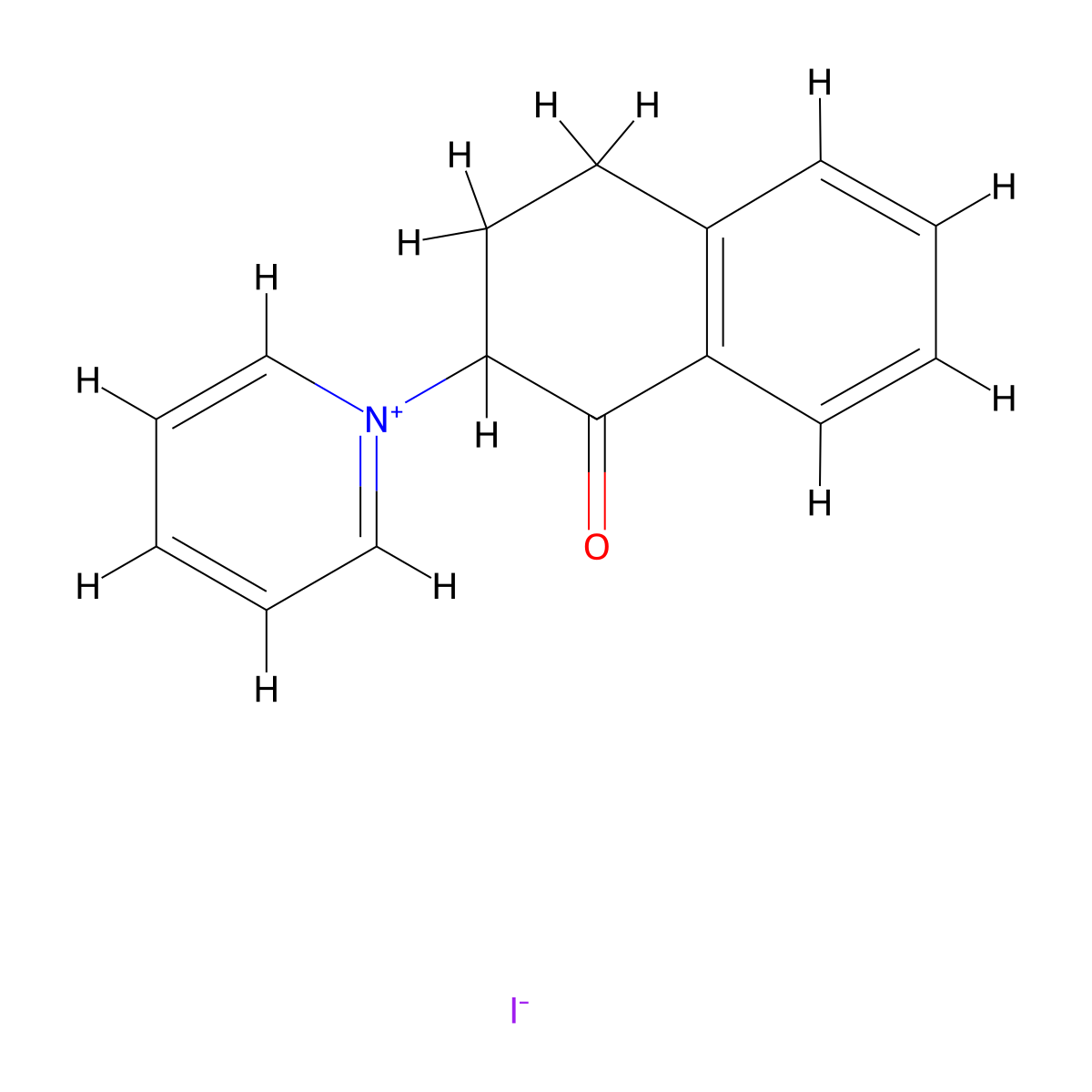 1-(1-Oxo-1,2,3,4-tetrahydronaphthalen-2-yl)pyridin-1-ium iodide molecular structure, CAS 6322-29-8