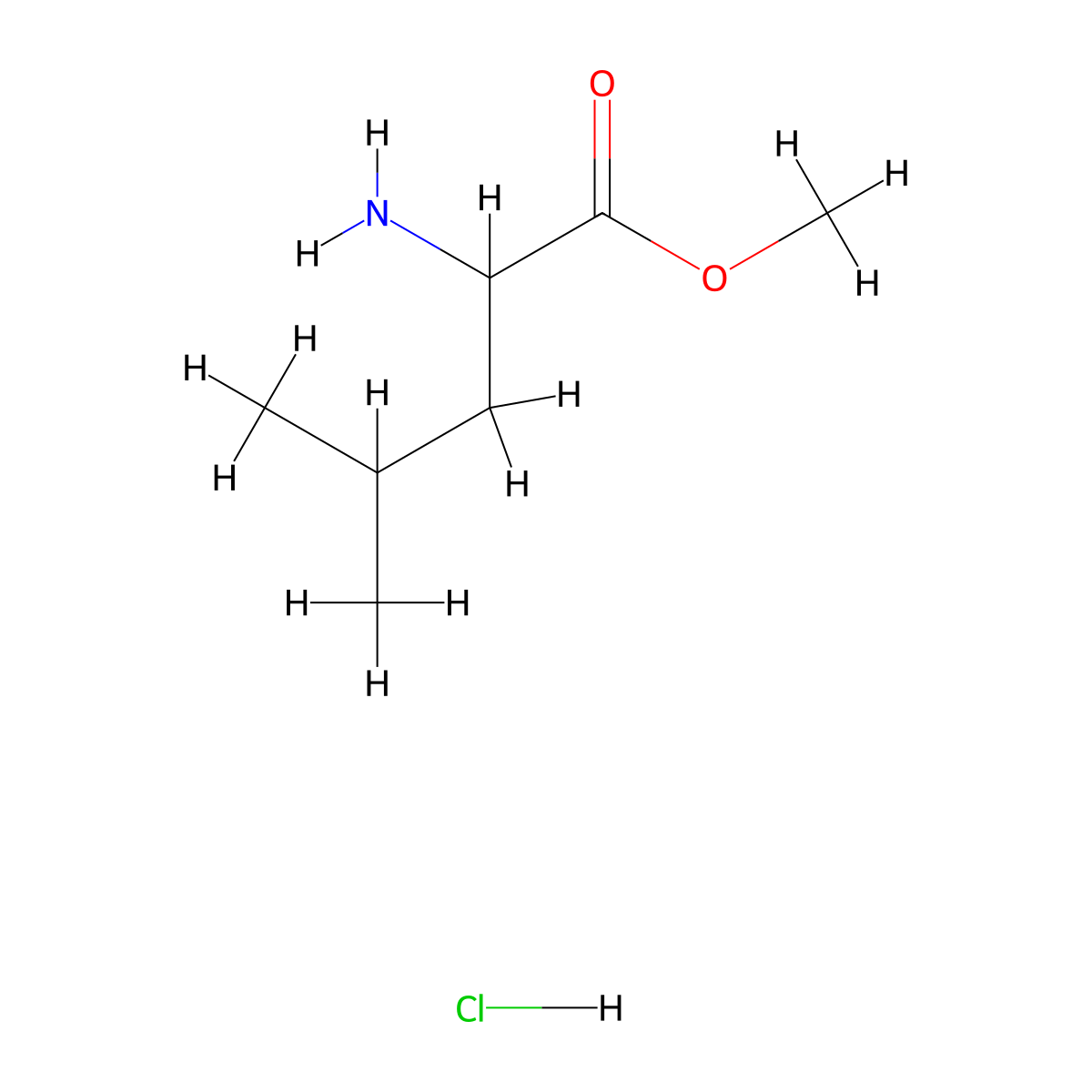 Methyl 2-amino-4-methylpentanoate hydrochloride molecular structure, CAS 6322-53-8