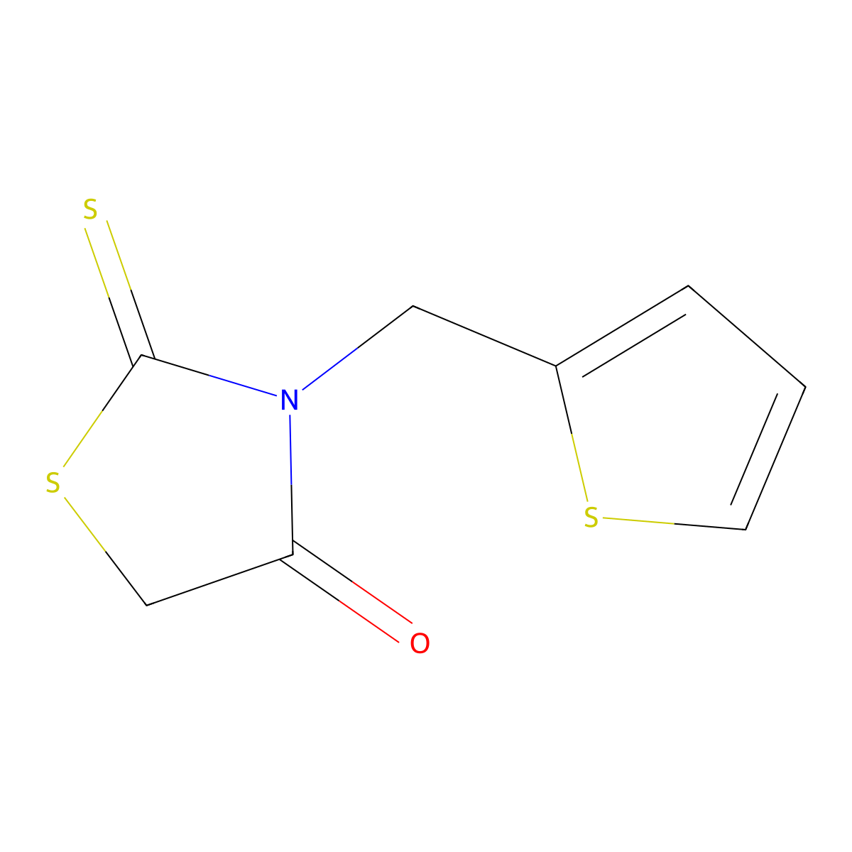2-Sulfanylidene-3-(thiophen-2-ylmethyl)-1,3-thiazolidin-4-one molecular structure, CAS 6322-62-9