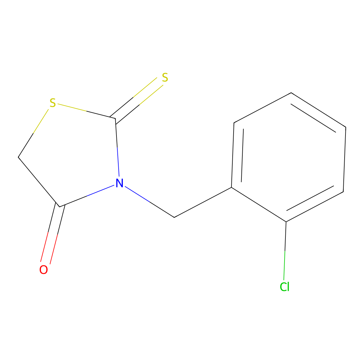 3-[(2-Chlorophenyl)methyl]-2-sulfanylidene-1,3-thiazolidin-4-one molecular structure, CAS 6322-63-0