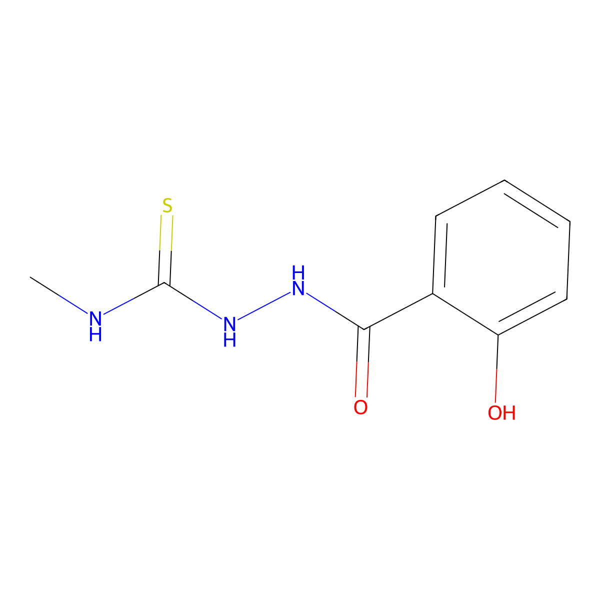 2-Hydroxybenzoic acid 2-[(methylamino)thioxomethyl]hydrazide molecular structure, CAS 63224-32-8