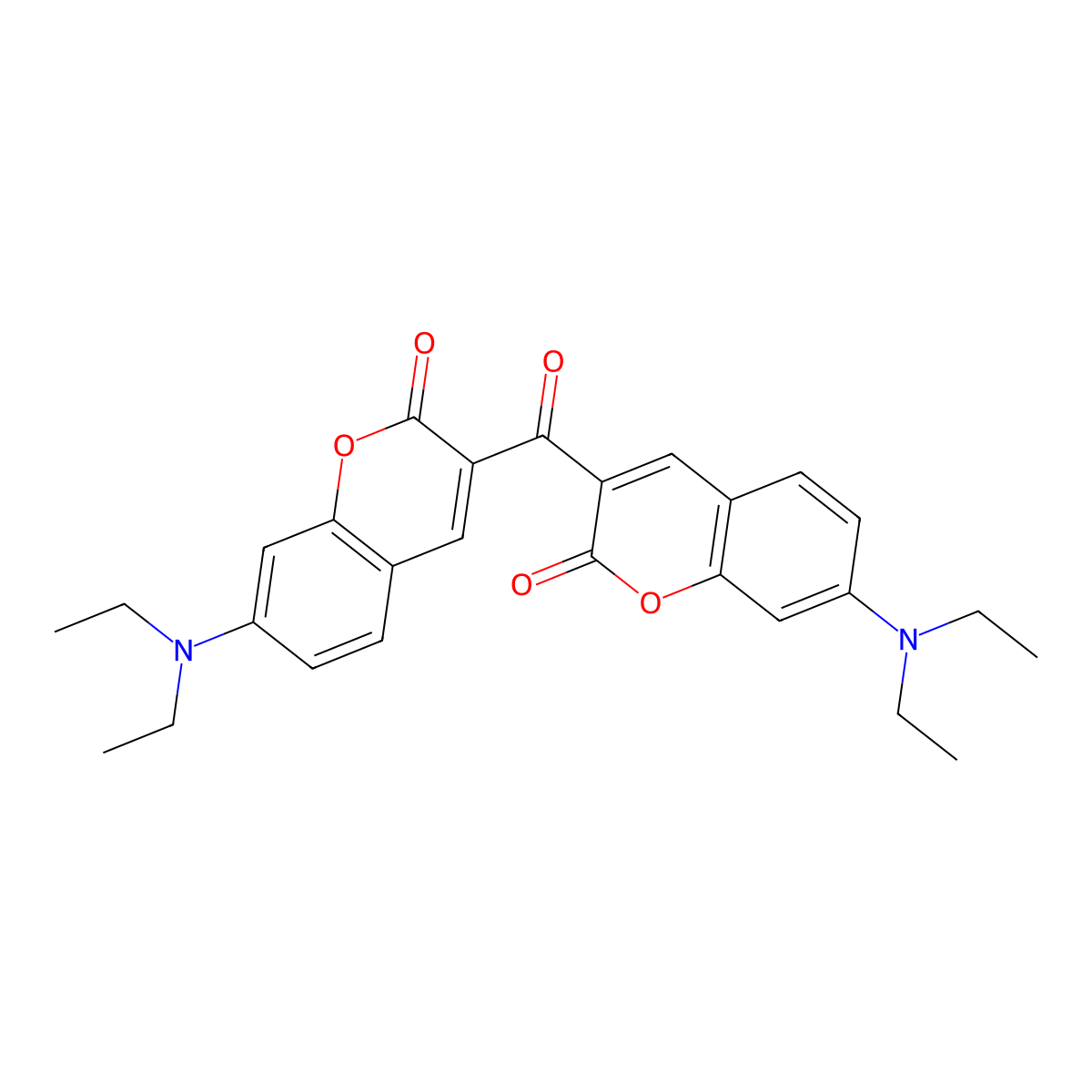 2H-1-Benzopyran-2-one, 3,3'-carbonylbis[7-(diethylamino)- molecular structure, CAS 63226-13-1