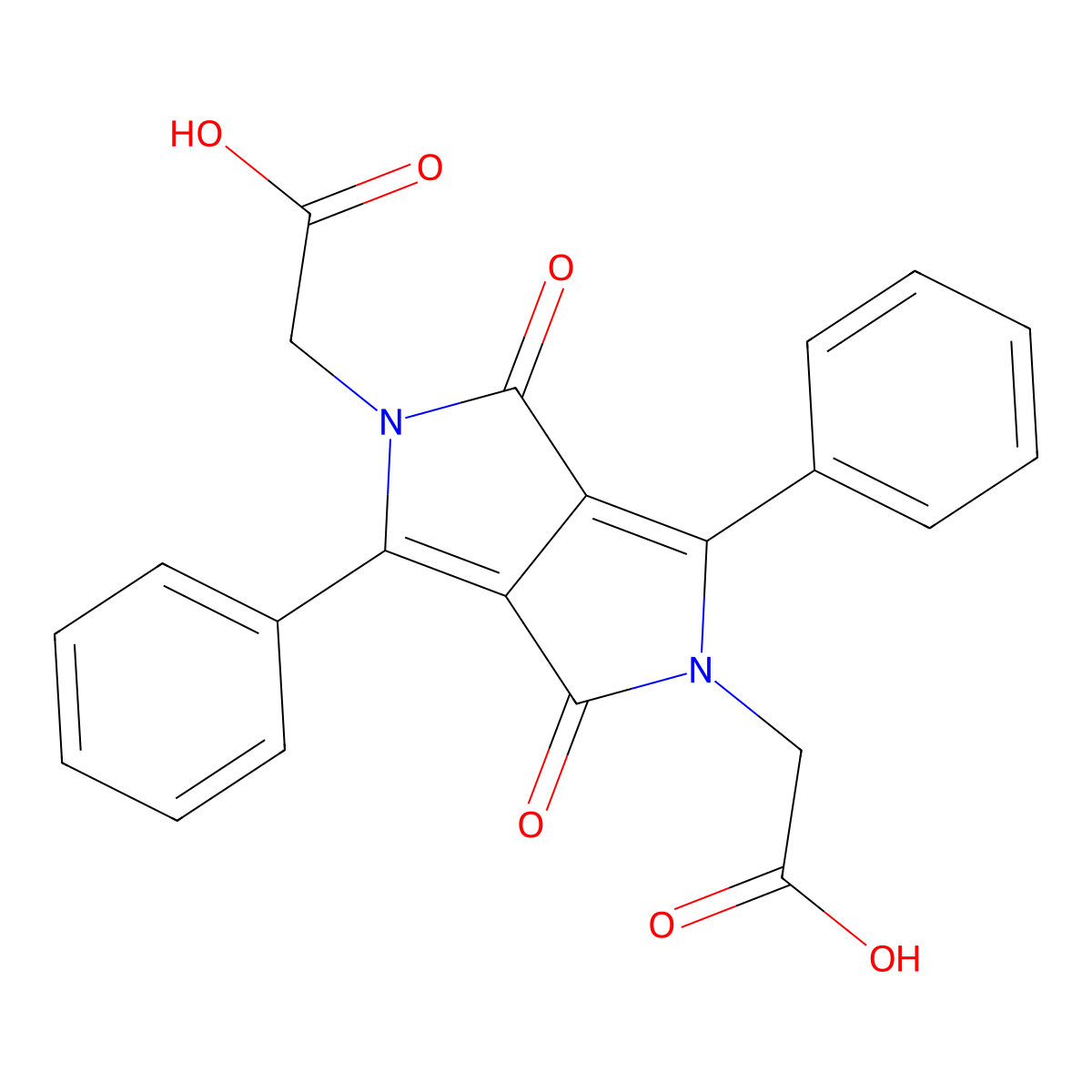 2,2'-(1,4-Dioxo-3,6-diphenylpyrrolo[3,4-c]pyrrole-2,5(1h,4h)-diyl)diacetic acid molecular structure, CAS 632286-84-1