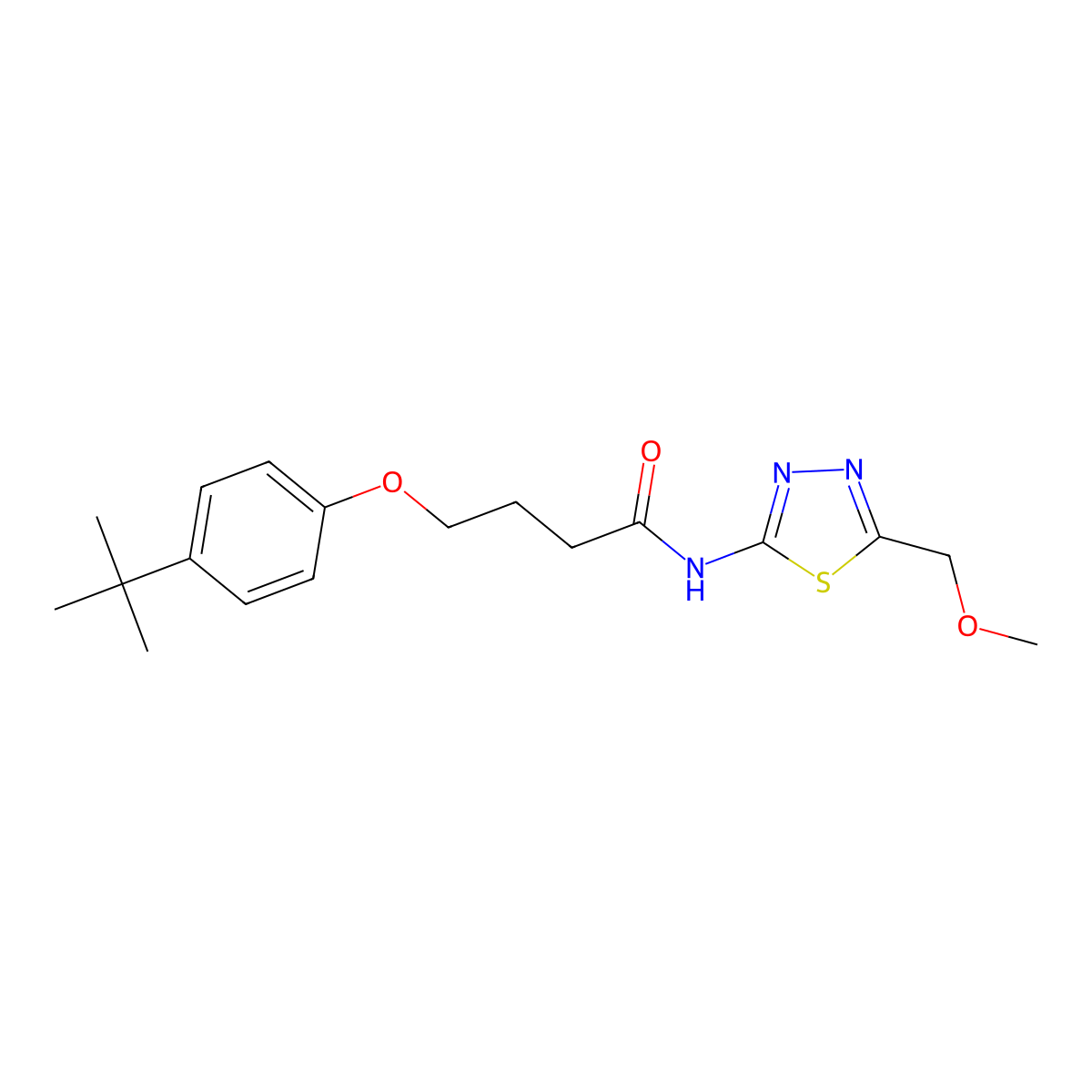 4-(4-tert-butylphenoxy)-N-[5-(methoxymethyl)-1,3,4-thiadiazol-2-yl]butanamide molecular structure, CAS 632288-89-2