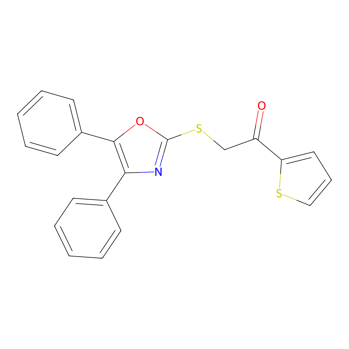2-[(4,5-Diphenyl-1,3-oxazol-2-yl)sulfanyl]-1-thiophen-2-ylethanone molecular structure, CAS 632289-41-9