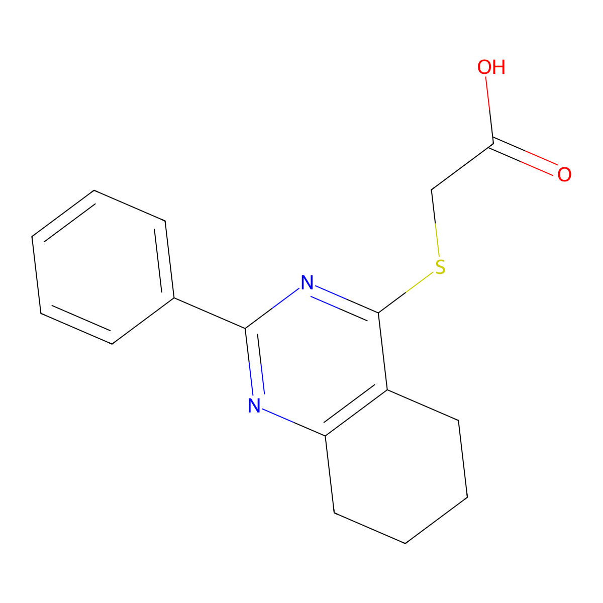 2-((2-Phenyl-5,6,7,8-tetrahydroquinazolin-4-yl)thio)acetic acid molecular structure, CAS 632289-45-3