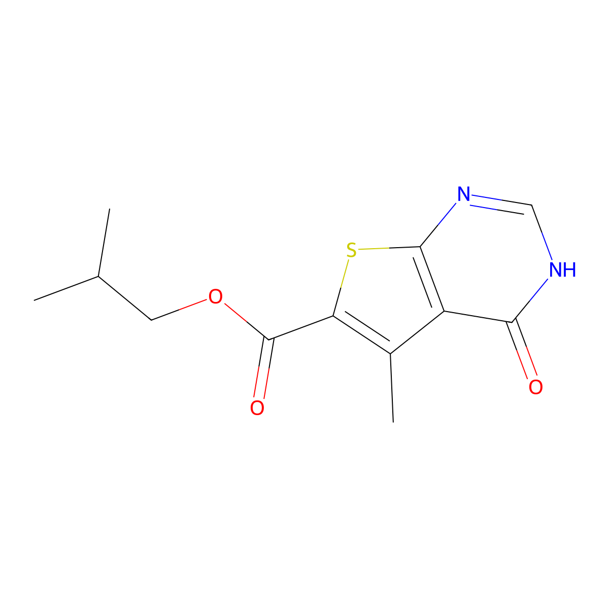 Isobutyl 5-methyl-4-oxo-3,4-dihydrothieno[2,3-d]pyrimidine-6-carboxylate molecular structure, CAS 632289-58-8