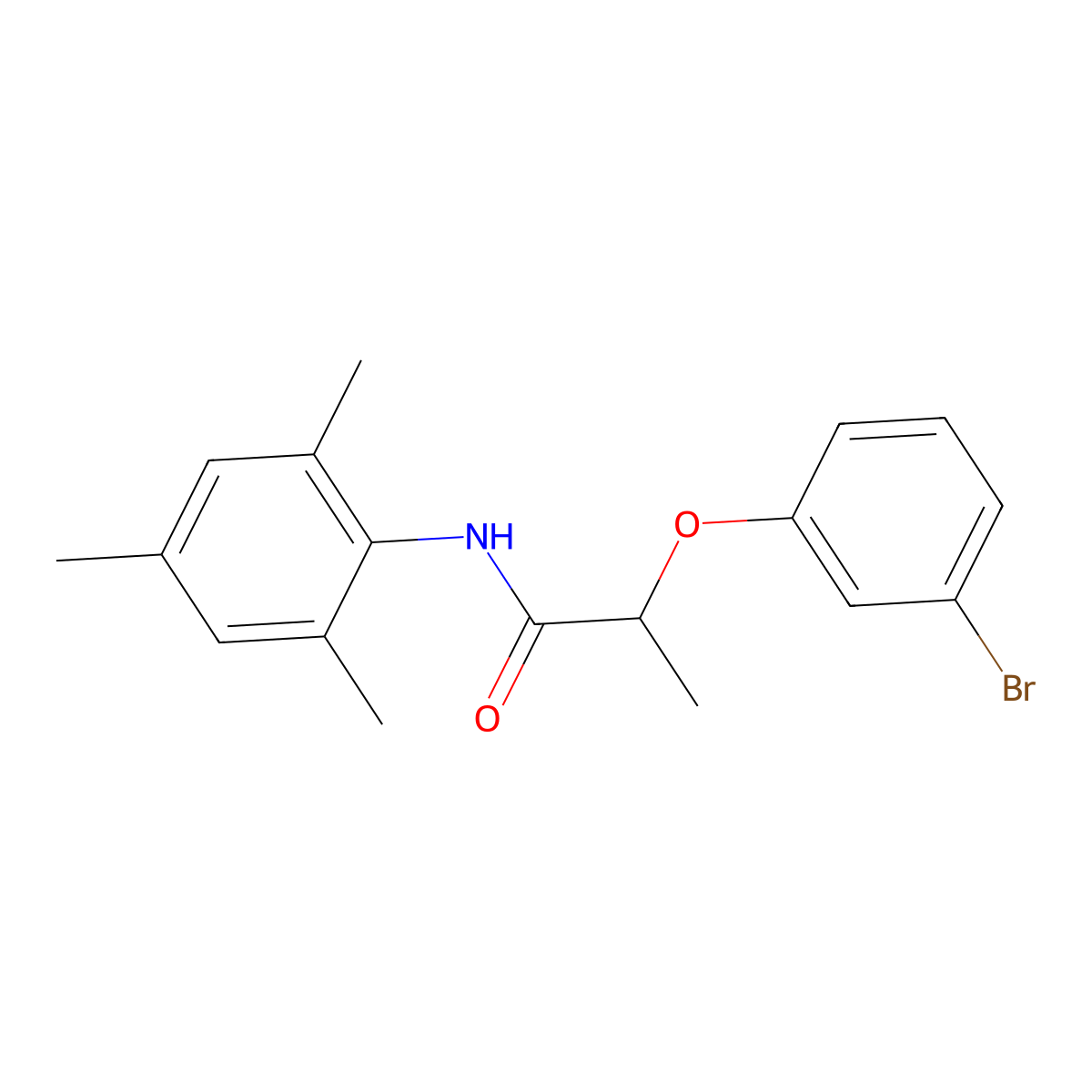 2-(3-bromophenoxy)-N-(2,4,6-trimethylphenyl)propanamide molecular structure, CAS 632290-65-4
