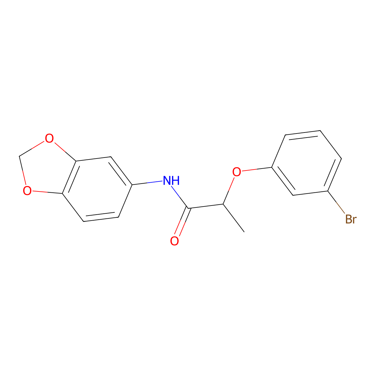 N-(1,3-benzodioxol-5-yl)-2-(3-bromophenoxy)propanamide molecular structure, CAS 632290-72-3
