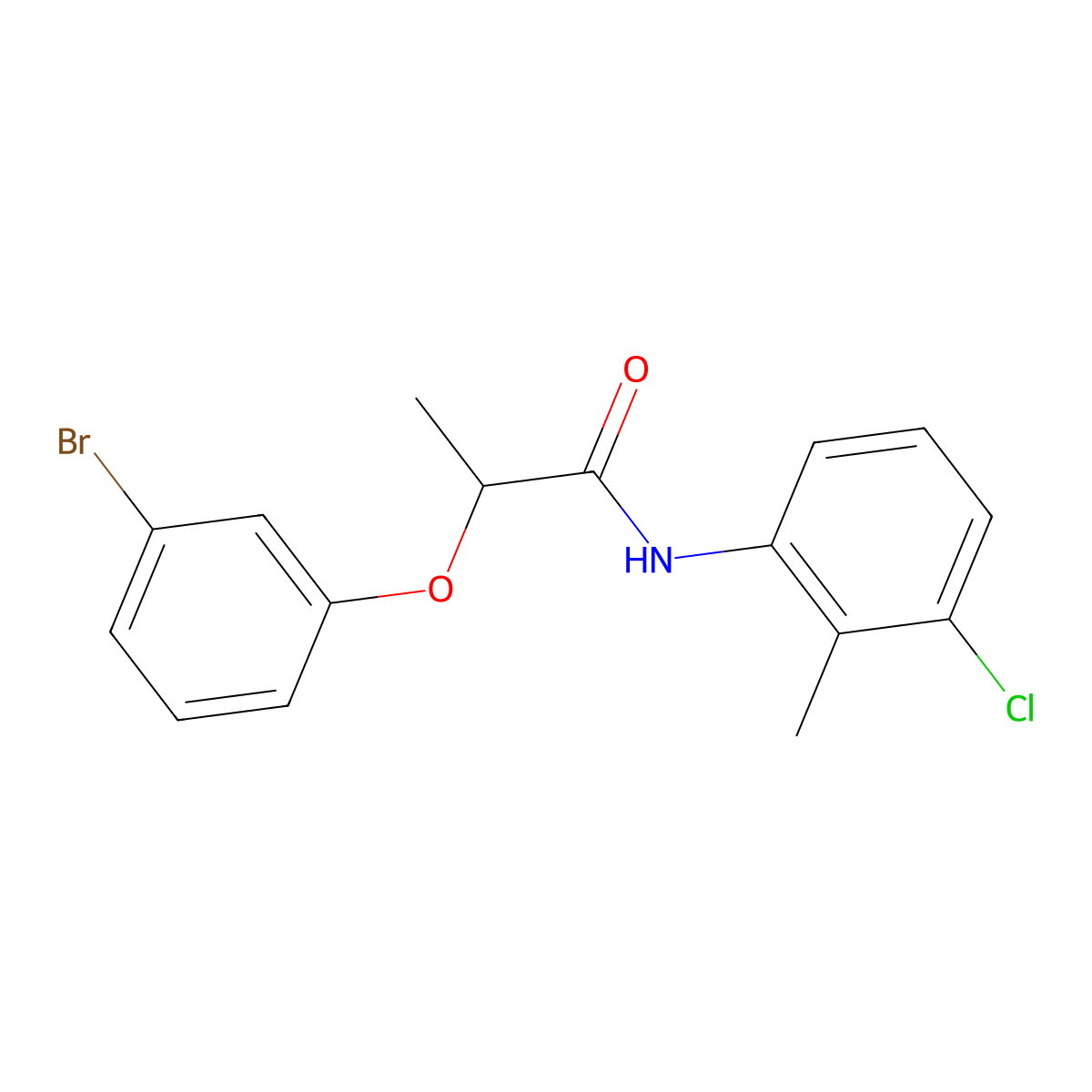 2-(3-bromophenoxy)-N-(3-chloro-2-methylphenyl)propanamide molecular structure, CAS 632290-73-4