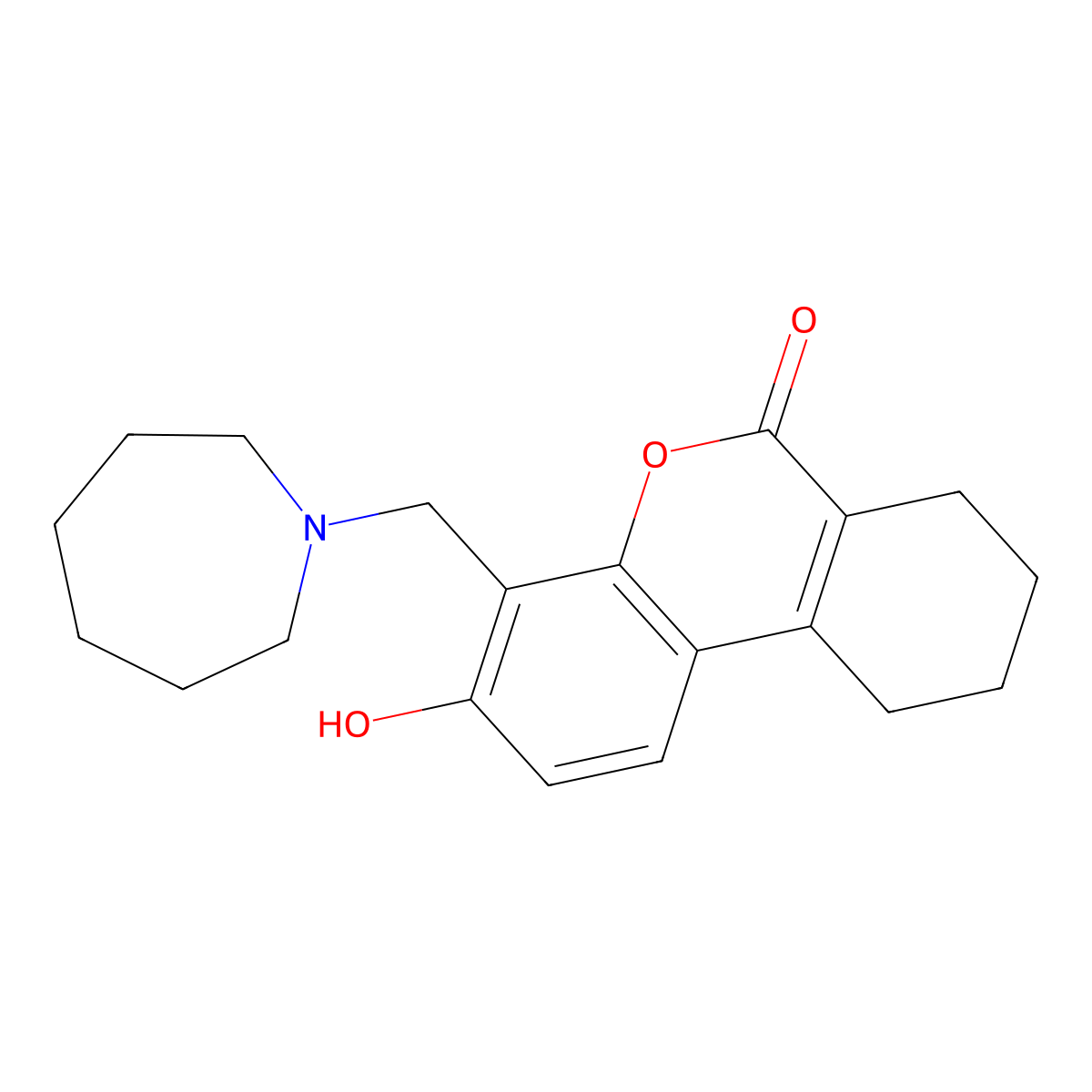 4-(1-azepanylmethyl)-3-hydroxy-7,8,9,10-tetrahydro-6H-benzo[c]chromen-6-one molecular structure, CAS 632291-06-6