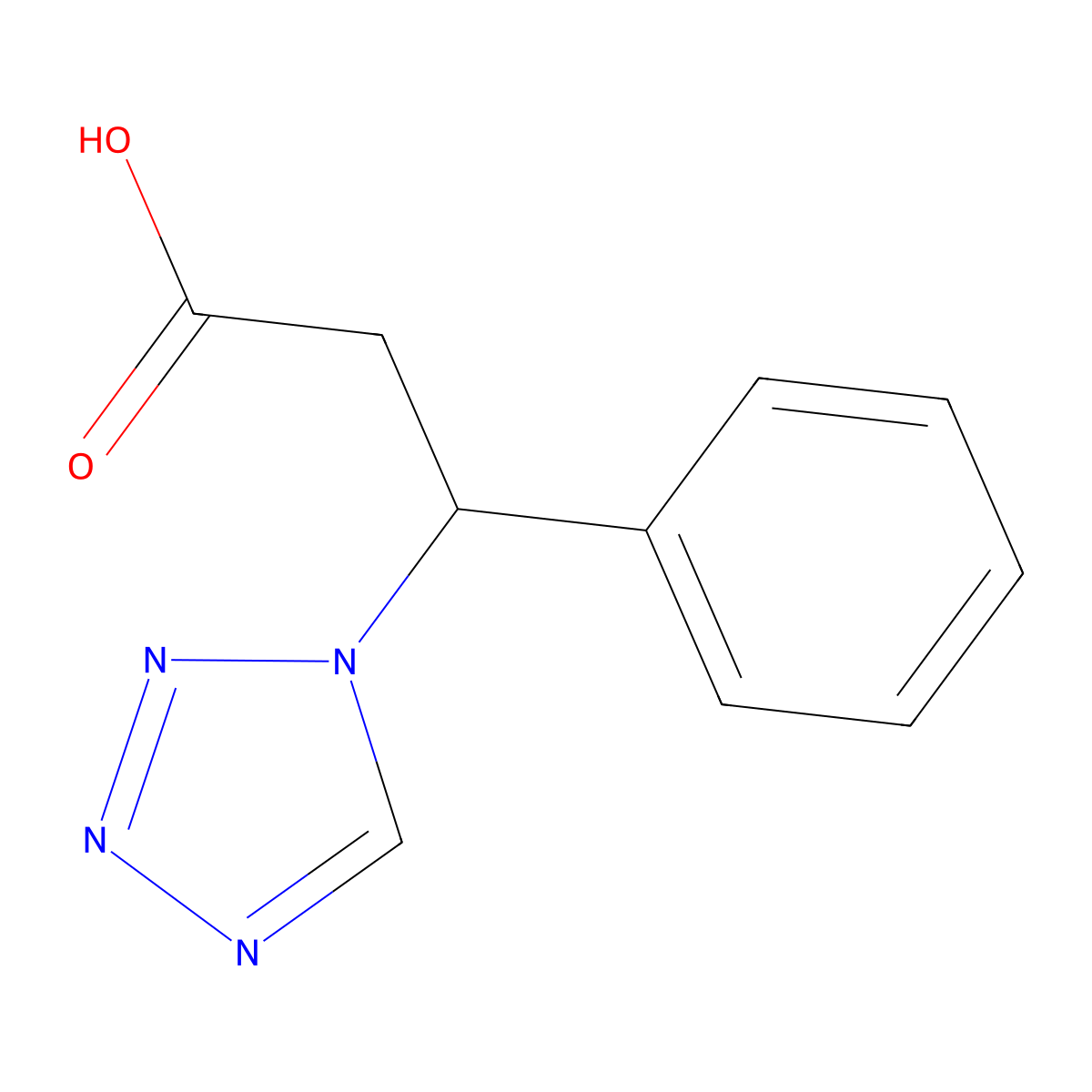 3-phenyl-3-(1H-1,2,3,4-tetrazol-1-yl)propanoic acid molecular structure, CAS 632291-64-6