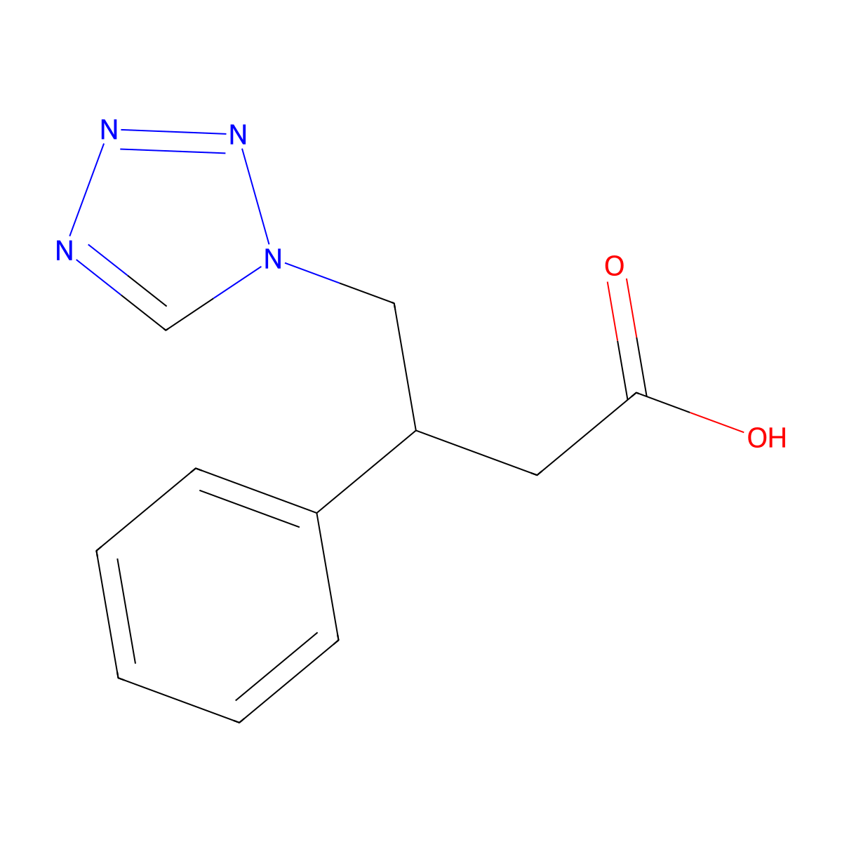 3-phenyl-4-(1H-tetrazol-1-yl)butanoic acid molecular structure, CAS 632291-65-7
