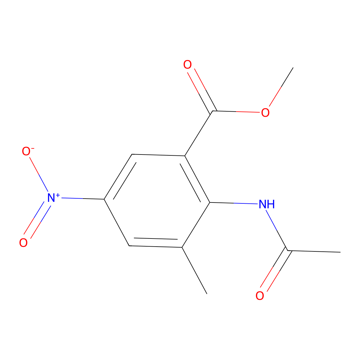 Methyl 2-acetamido-3-methyl-5-nitrobenzoate molecular structure, CAS 632291-68-0