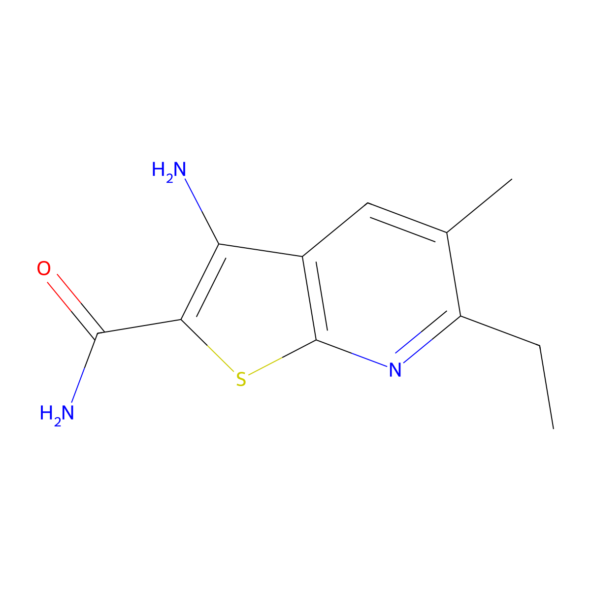 3-Amino-6-ethyl-5-methylthieno[2,3-b]pyridine-2-carboxamide molecular structure, CAS 632291-80-6