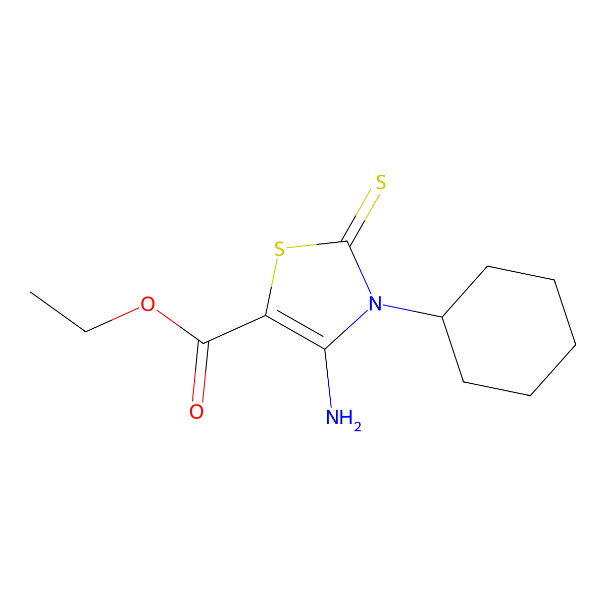 Ethyl 4-amino-3-cyclohexyl-2-sulfanylidene-1,3-thiazole-5-carboxylate molecular structure, CAS 632291-90-8