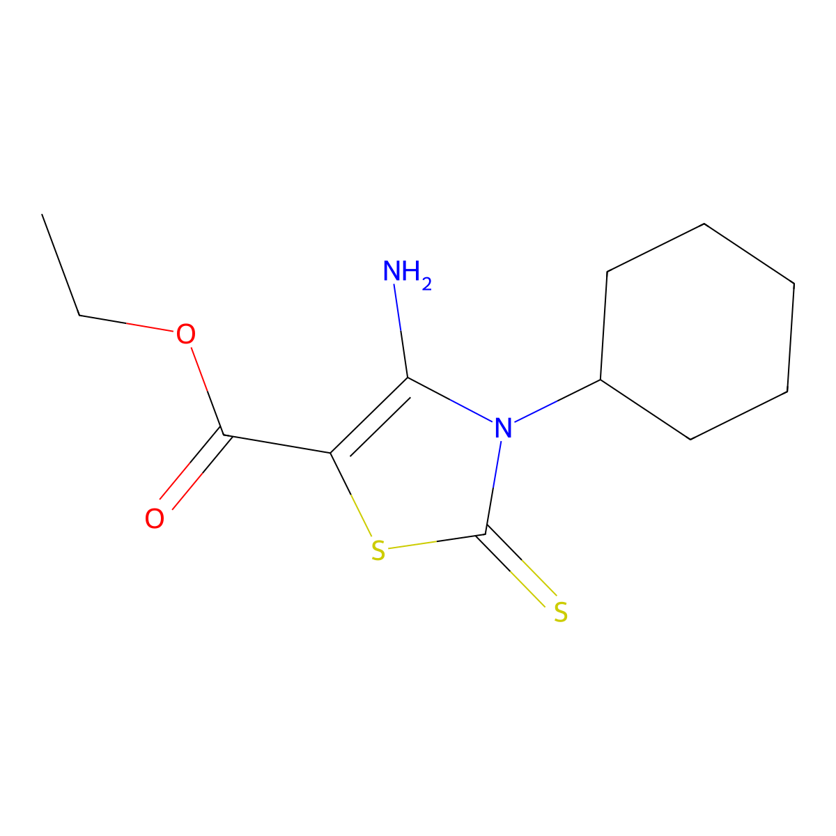 Ethyl 4-amino-3-cyclohexyl-2-sulfanylidene-1,3-thiazole-5-carboxylate molecular structure, CAS 632291-90-8