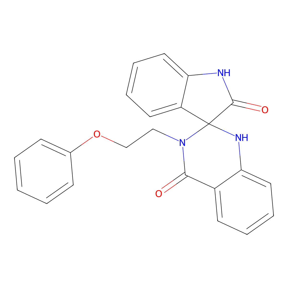 3'-(2-phenoxyethyl)spiro[1H-indole-3,2'-1H-quinazoline]-2,4'-dione molecular structure, CAS 632292-04-7