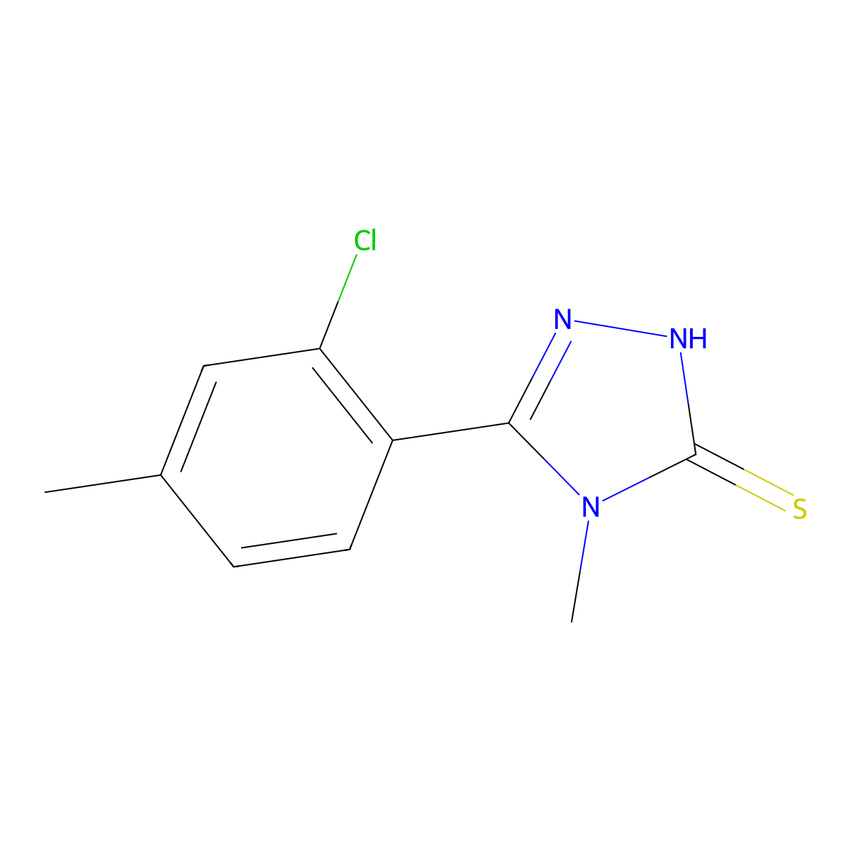 5-(2-Chloro-4-methylphenyl)-2,4-dihydro-4-methyl-3H-1,2,4-triazole-3-thione molecular structure, CAS 632292-09-2