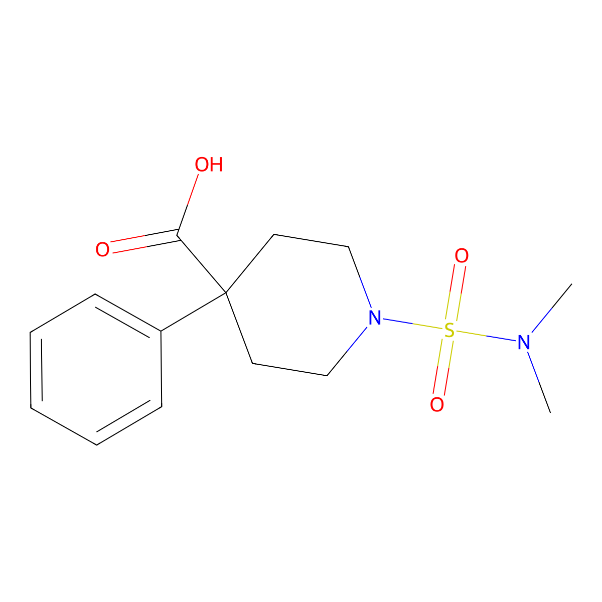 1-[(Dimethylamino)sulfonyl]-4-phenylpiperidine-4-carboxylic acid molecular structure, CAS 632292-16-1
